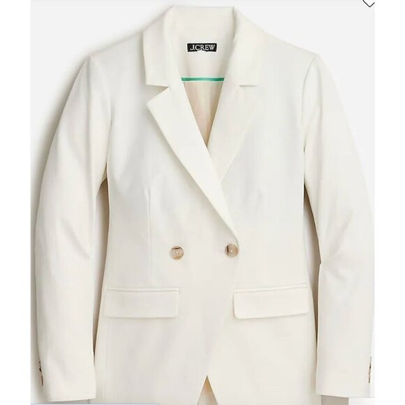 J.Crew $248 Tall Devon Blazer Bi-Stretch Cotton Blend Ivory Size T6 BP414